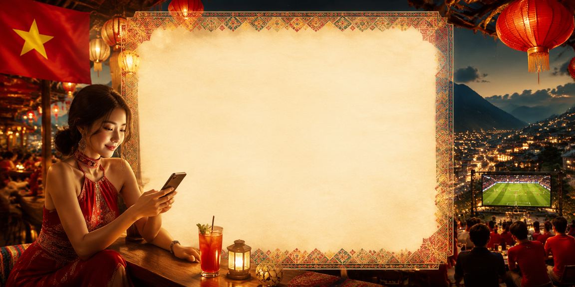 Người dùng tại chợ đêm Sa Pa trải nghiệm casino di động trong không khí về đêm